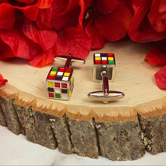 Vintage Colorful Rubix Cube Cufflinks - Picture 10 of 16
